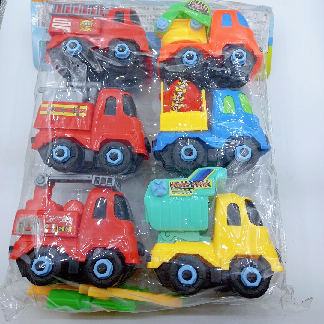 Bộ Đồ Chơi 6 Xe công trình, Cứu hộ và Dụng cụ lắp ráp xe cho bé