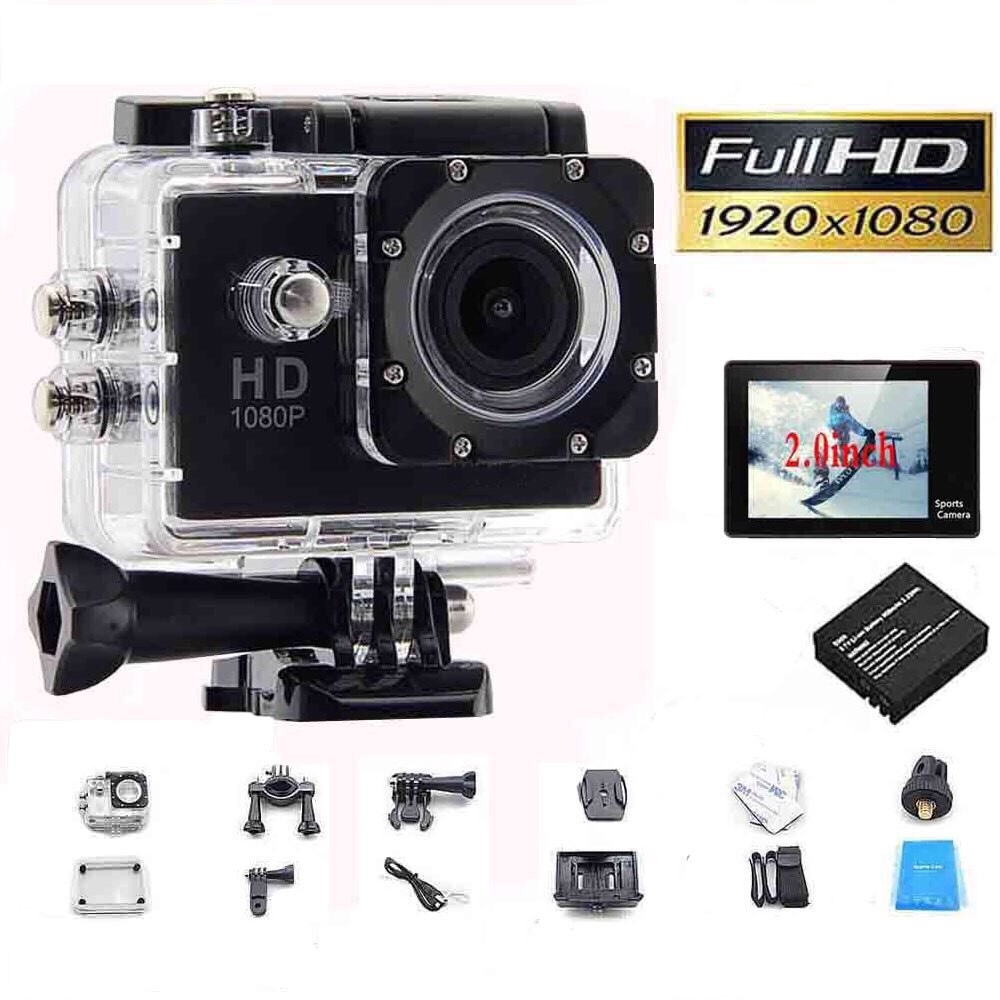 Camera hành trình 2.0 FULL HD 1080P Sport Cam A9 Camera Hành Trình 1080 Sports Chống nước Chống rung hoàn hảo Cho ô tô Xe máy xe đạp có 5 chế độ cân bằng sáng tự động bảo hàng uy tín