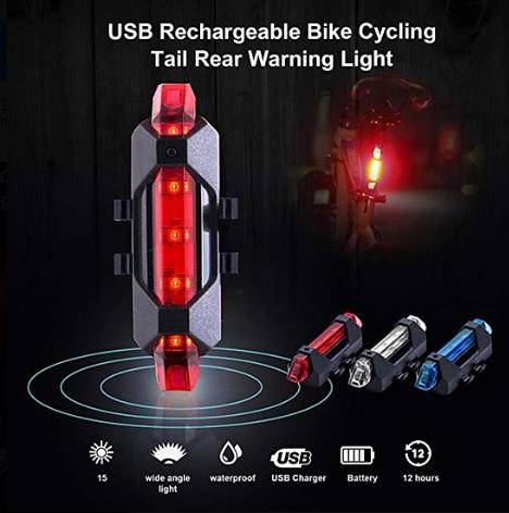 Đèn Led - Đèn Hậu / Đèn Đuôi Xe Đạp Siêu Sáng 3 Chế Độ - Sạc Tích Điện [Tặng kèm cáp sạc]