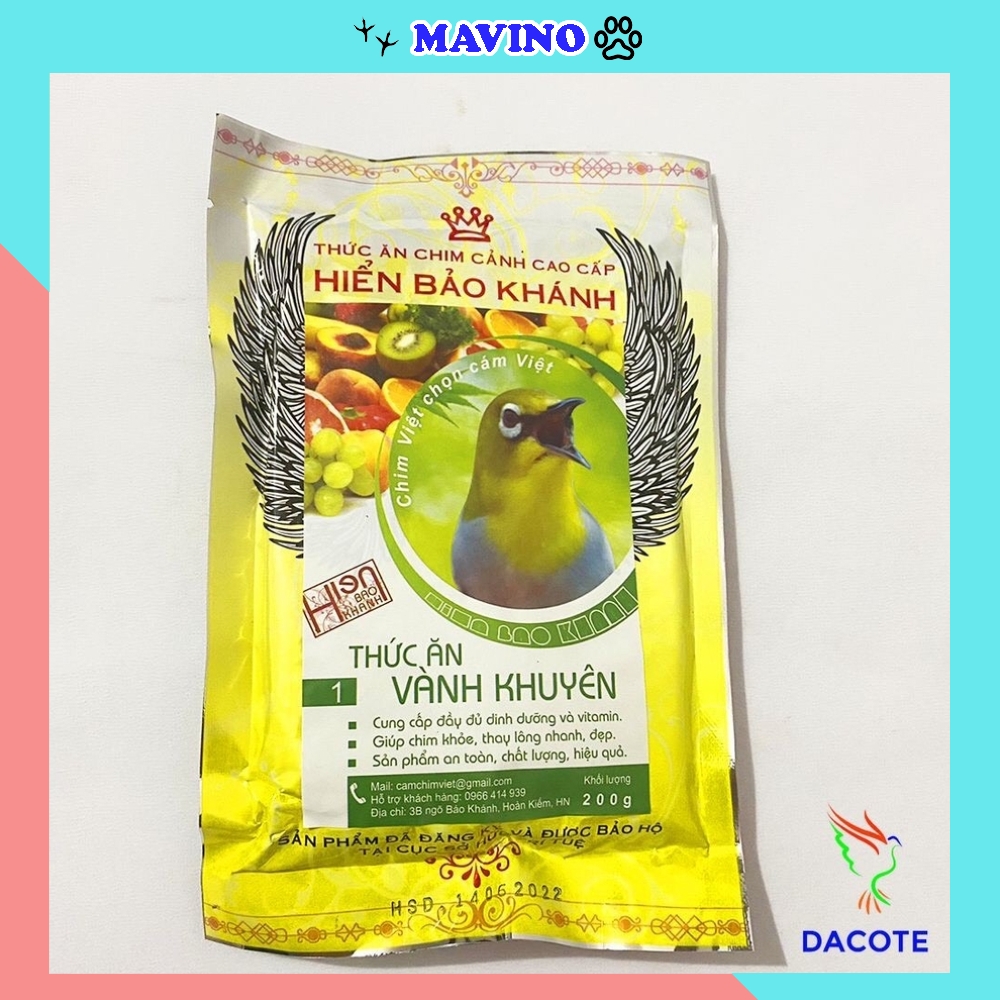 [Hoàn Tiền 10%] Cám chim khuyên Hiển Bảo Khánh số 1 cao cấp 200gram - Cám khuyên Hiển Bảo Khánh số 1 giá rẻ