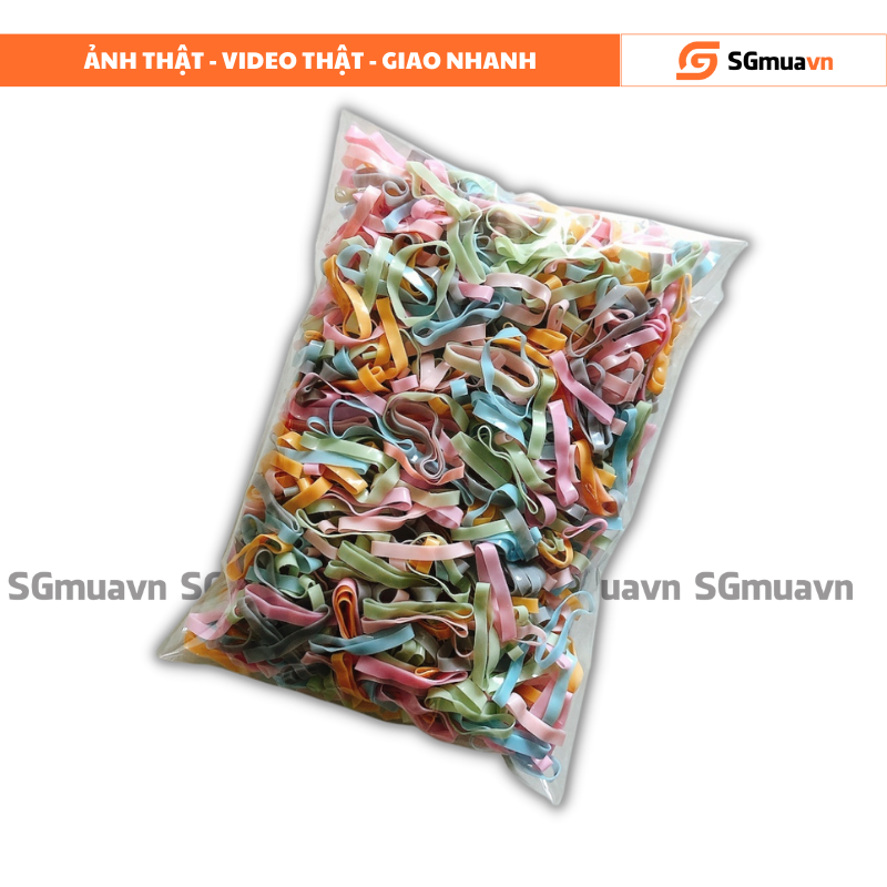 Dây thun buộc tóc, chun buộc tóc, sợi to màu pastel túi 100gram