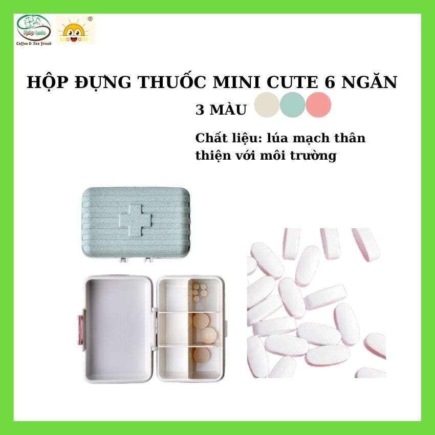 [Yllo Olly] Hộp Chia Thuốc Tây Mini Tại Gia Đình Hahulado 6 Ngăn, Chống Ẩm, Đựng Thuốc Uống Trong Tuần, Đựng Trang Sức, Để Trong Túi Xách Tiện Lợi,Nhiều Màu, Chất Liệu Lúa Mạch Thân Thiện Môi Trường–Hahulado Official Store