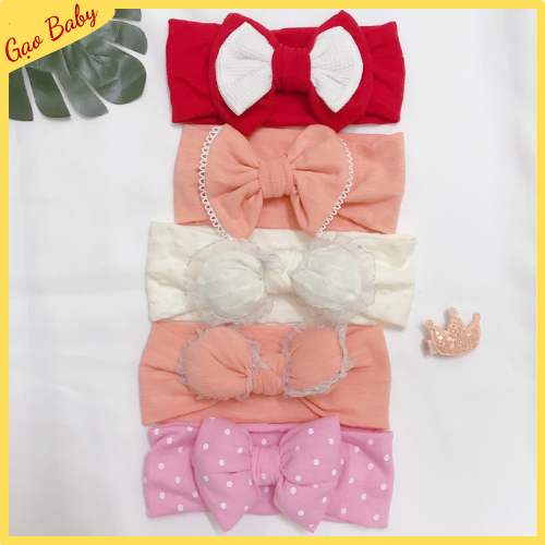 Tuaban nơ bản to cotton mềm mịn màu kẹo siêu xinh cho bé yêu