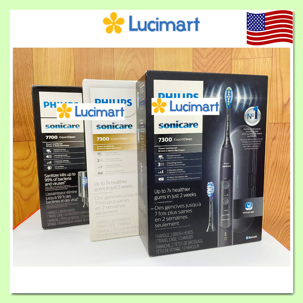 Bàn chải điện Phi.lips Sonicare 7300, 7500 ExpertClean [Hàng Mỹ]