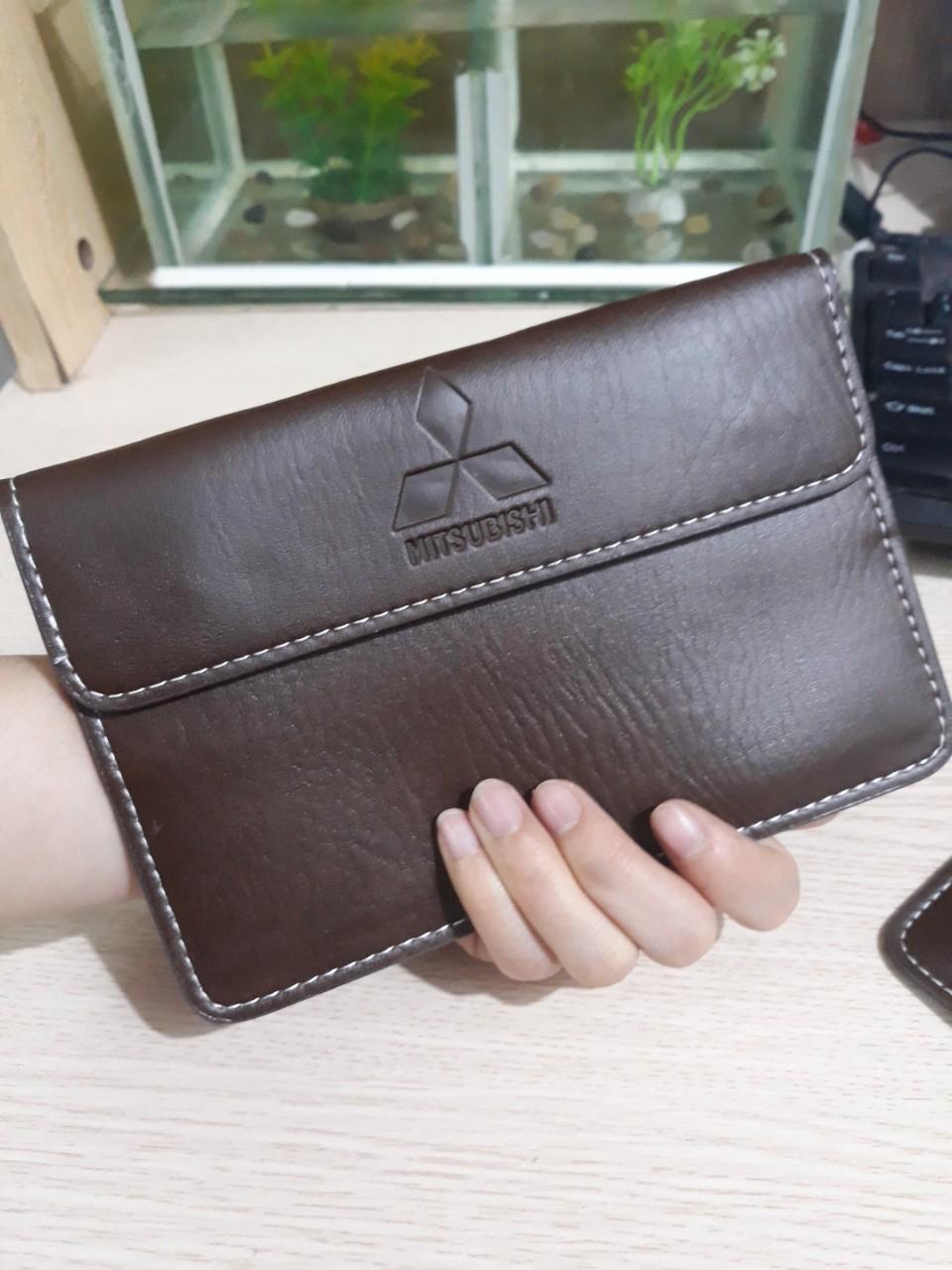 Ví da Pu đựng giấy tờ đăng kiểm trên ô tô in logo các hãng xe