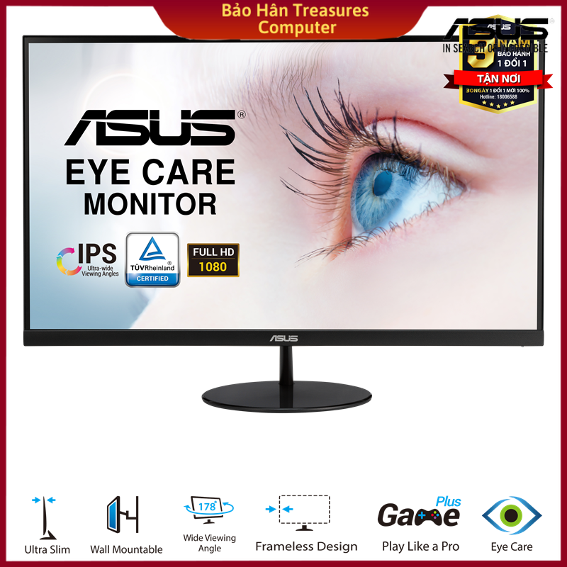 Màn hình asus bảo vệ mắt vl279he 27 full hd 5ms 75hz ips adaptive-sync/freesync - hàng chính hãng