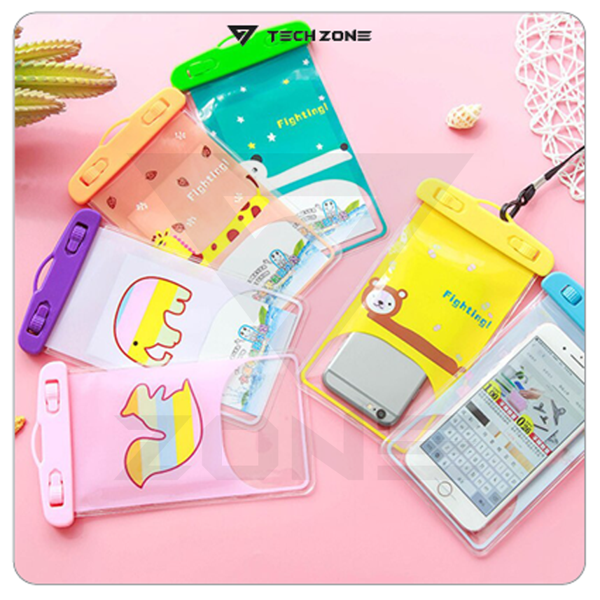 Bộ 5 túi đi bơi chống nước cho điện thoại các dòng samsung, iphone, xiami, sony, oppo, htc, huawei, realme, vivo TECHZONE