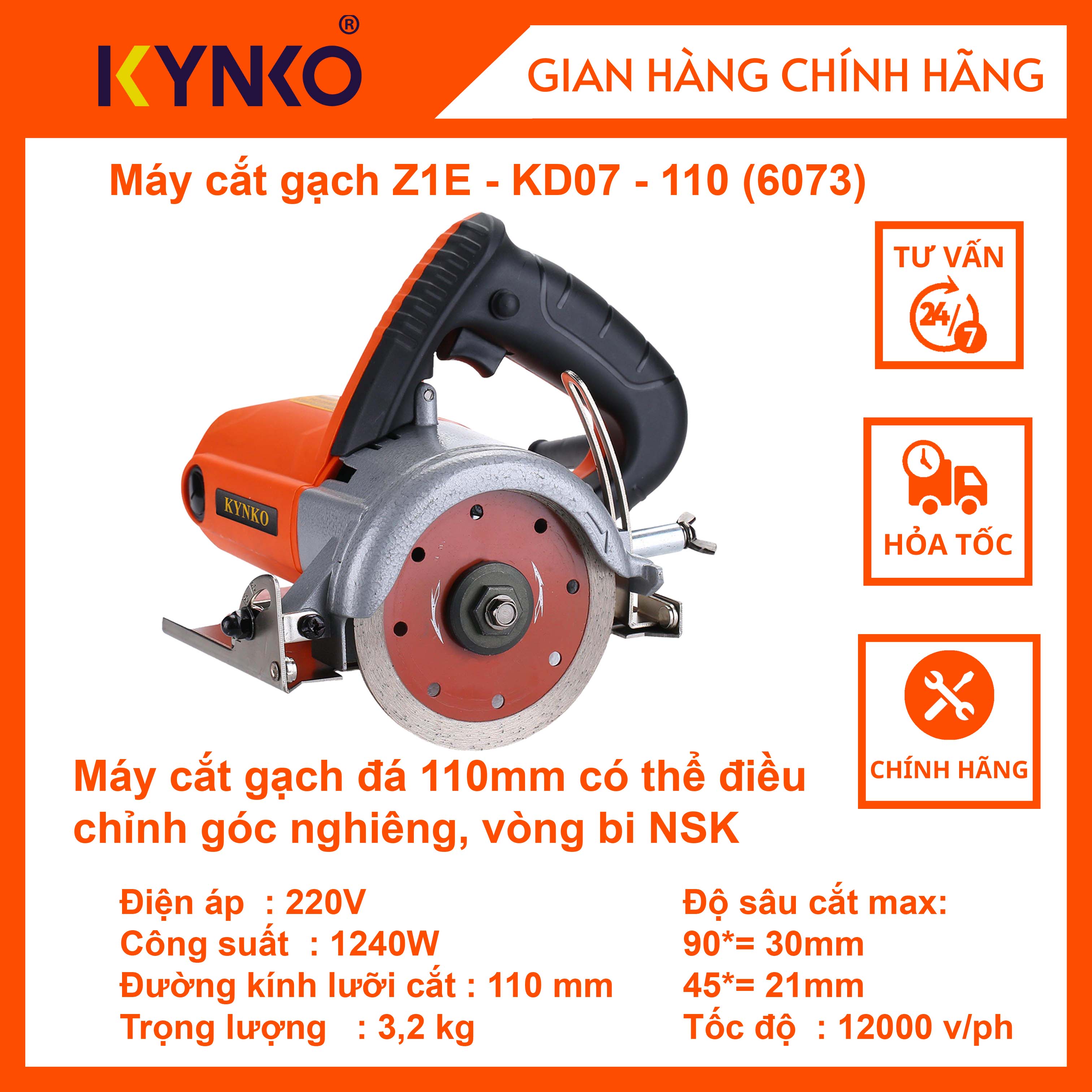 Máy cắt gạch kynko z1e-kd07-110 cầm tay chính hãng giá tốt