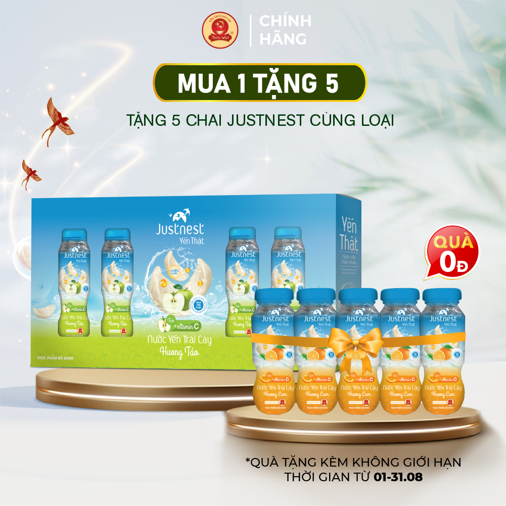 Nước yến thật Justnest 8% yến chưng (Hộp 6 chai x 160ml)