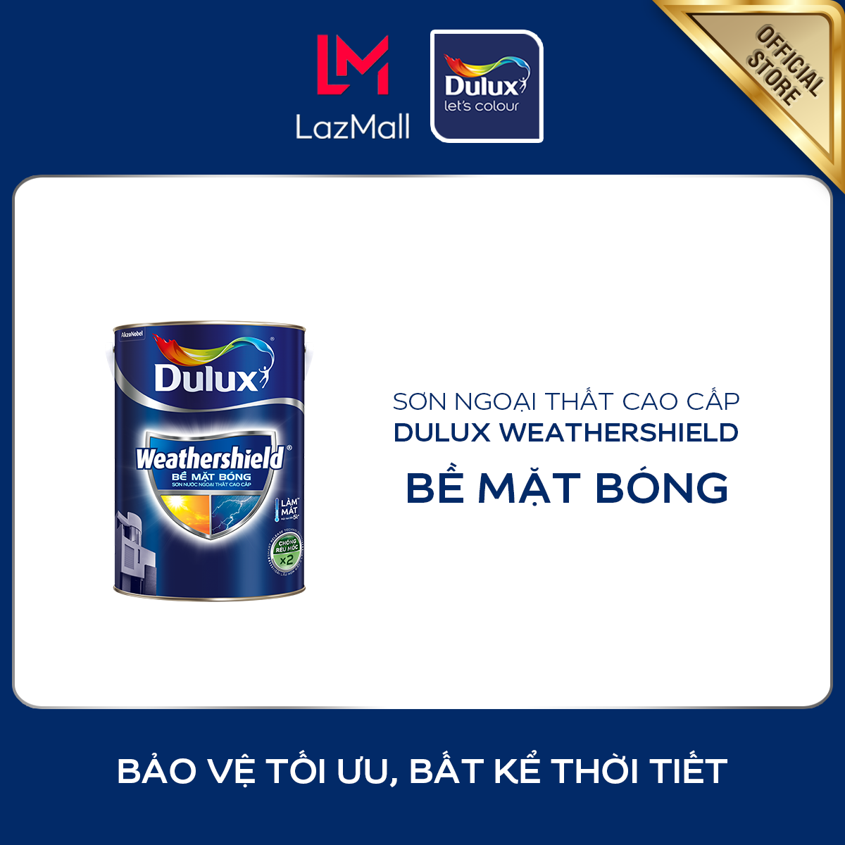 Sơn ngoại thất - Cao cấp - Dulux Weathershield - Bề mặt bóng - 1L