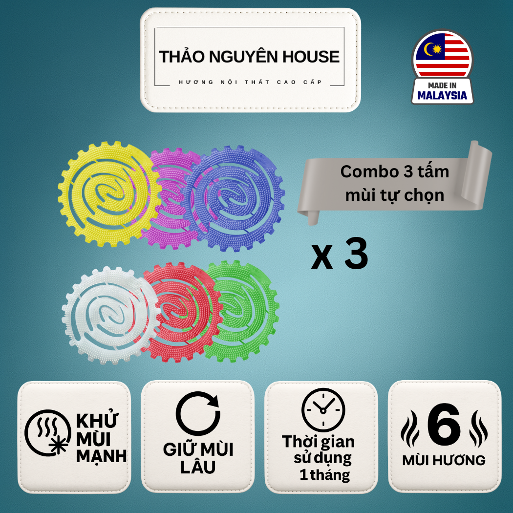 Tấm thơm khử mùi đa năng hương Auramax hương Chanh (Bộ 3 tấm)