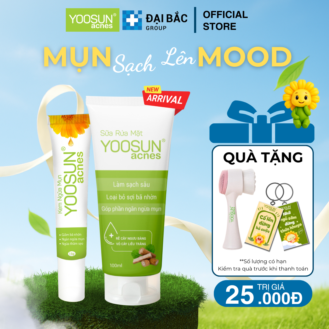   MỚI  Bộ đôi kiểm soát nhờn ngừa mụn Sữa rửa mặt và kem ngừa mụn Yoosun Acnes 