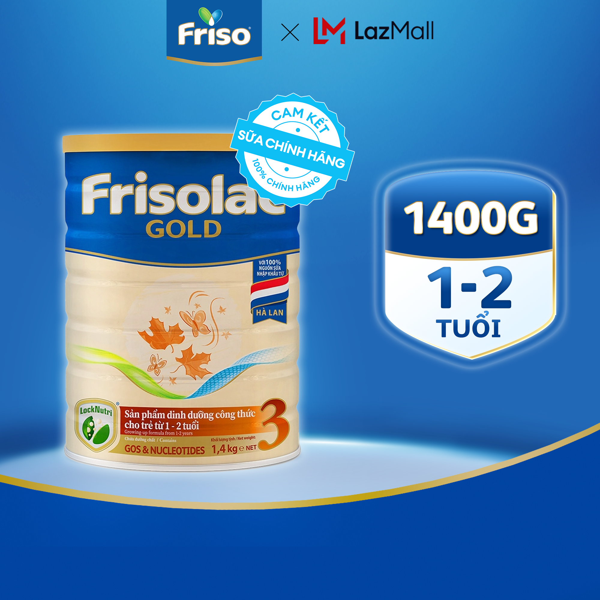 Sữa Bột Frisolac Gold 3 1400G cho bé 1-2 tuổi