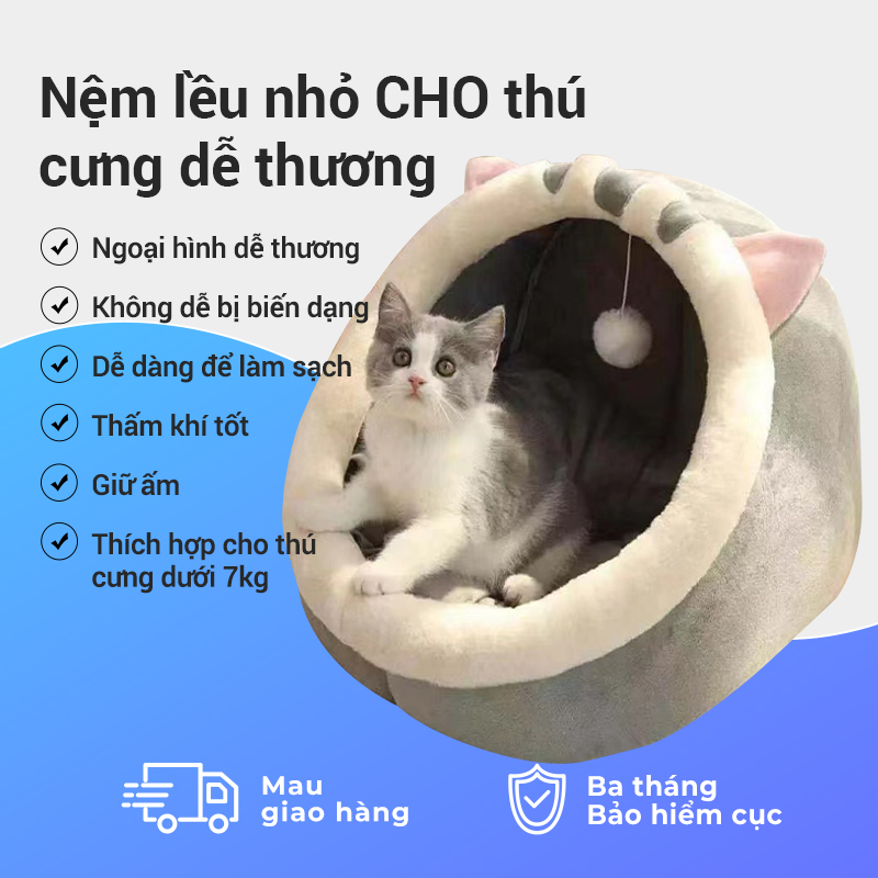 Nệm nằm dạng lều nhỏ dễ thương có thể giặt rửa cho thú cưng