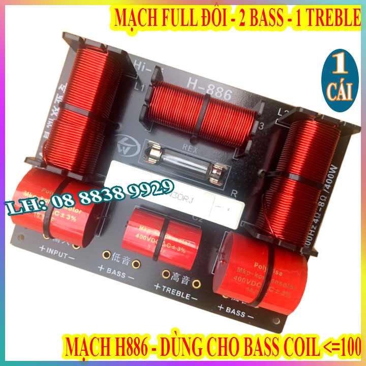Phân tần full đôi công suất lớn h886 - 2 bass 1 treble - giá 1 mạch