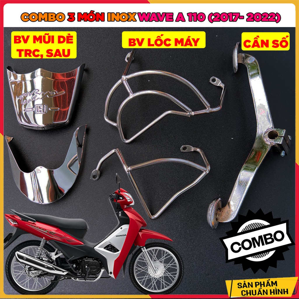 Combo 3 món inox wave a 110 - cần số , bv mũi dè, bv lốc máy - combo inox wave 110