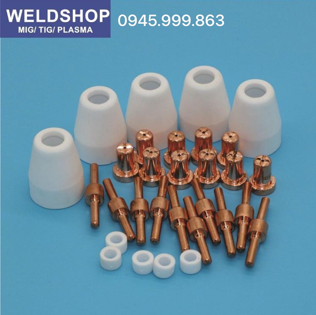 Combo 10 bộ bép cắt plasma 40a dài 5 sứ cắt 5 sứ chia khí dùng cho mỏ cắt pt31