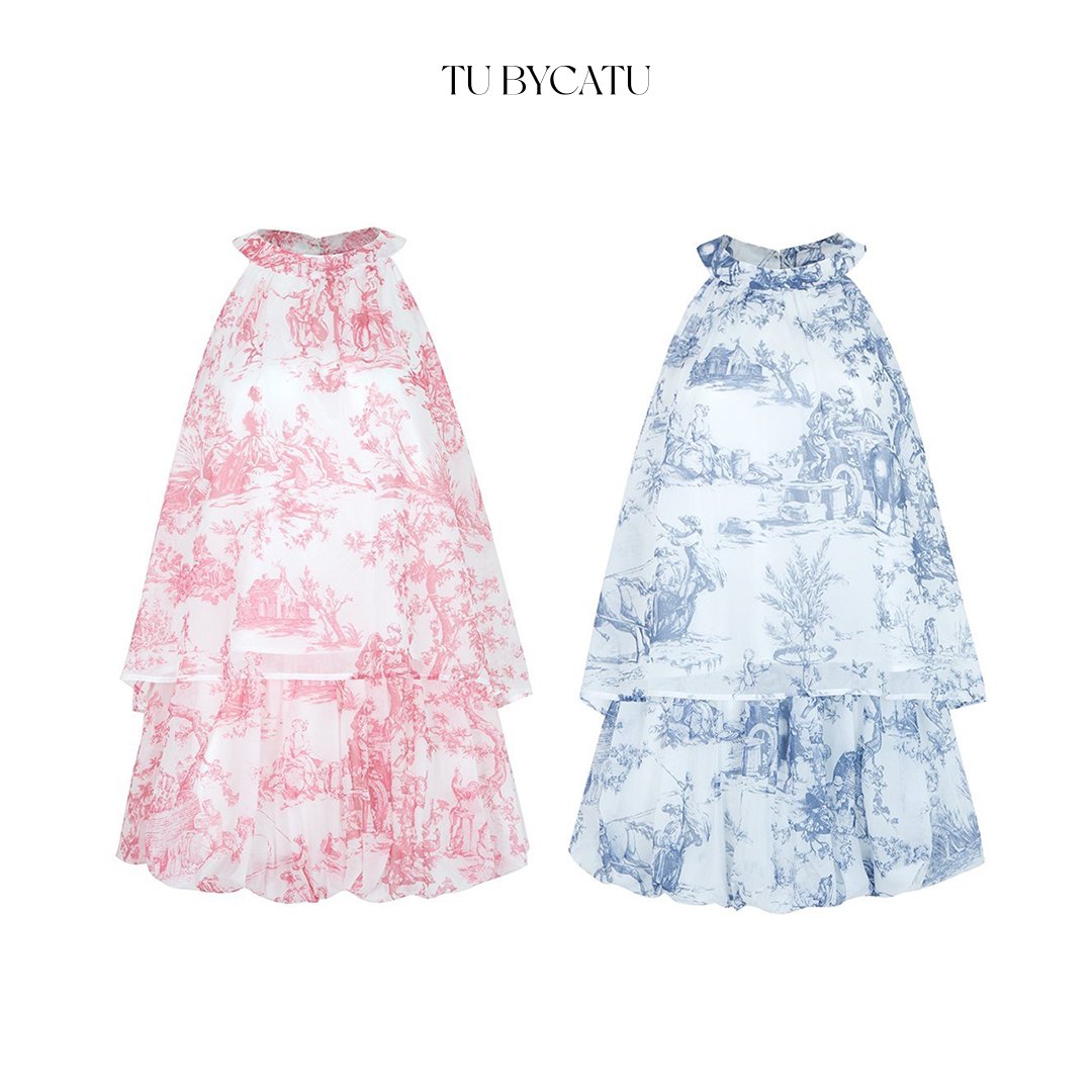 TUBYCATU | Set áo yếm và quần pattern pink/ blue