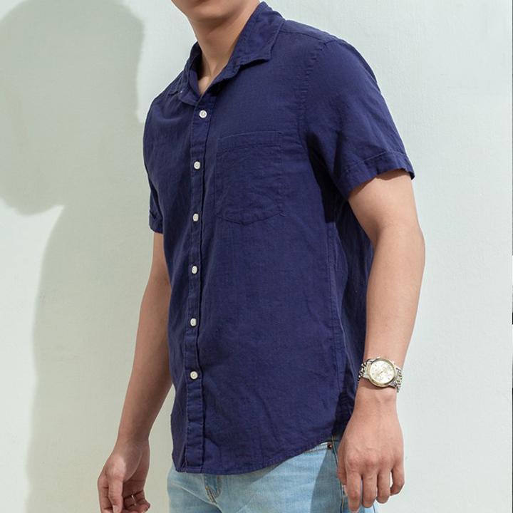 Áo sơ mi nam, áo sơ mi đen nam, áo sơ mi nam ngắn tay chất liệu ĐŨI cao cấp