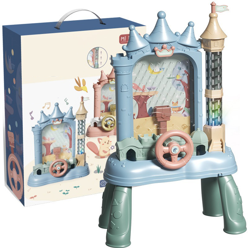Đồ Chơi Máy Bắt Hạt Đậu Hình Lâu Đài Kèm Vô Lăng Ô Tô Có Đèn Và Nhạc Pinball Cao Cấp Cho Bé