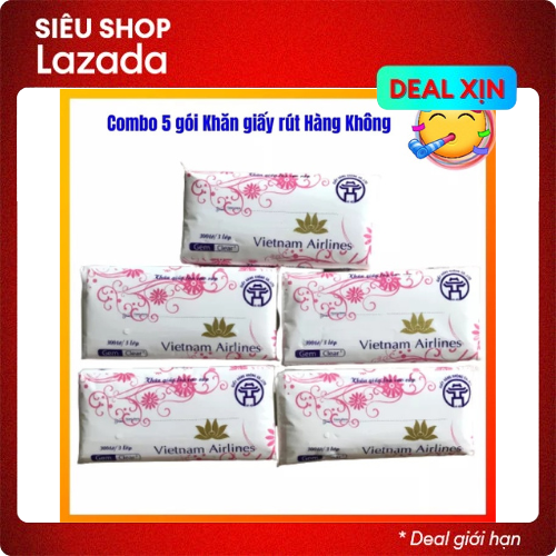 Combo 5 bịch Giấy ăn rút khăn ăn Hàng không VNA