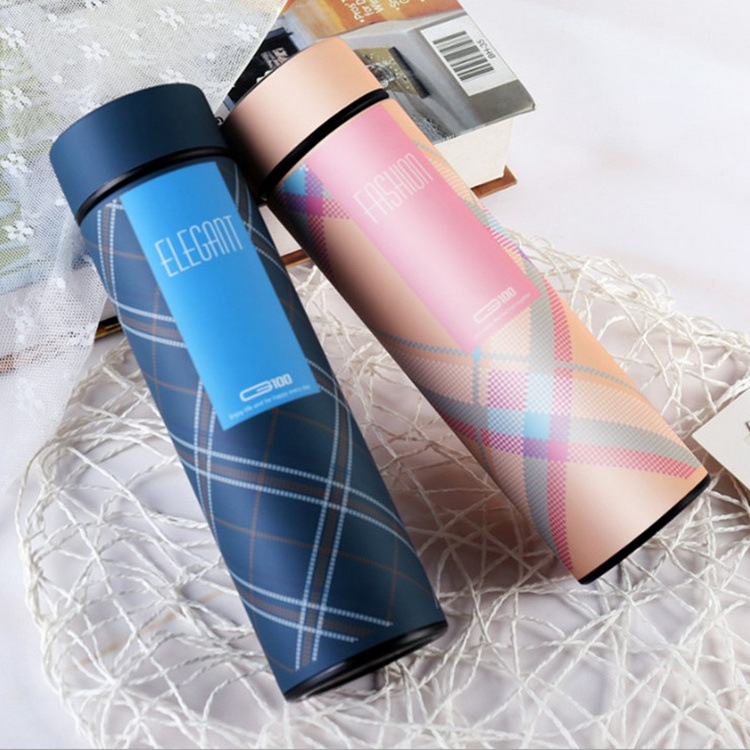 Bình giữ nhiệt 500ml nắp vặn kẻ caro Chai Bình đựng nước giữ nóng lạnh đến 8-12 giờ. Ly cốc giữ nhiệt học sinh, văn phòng