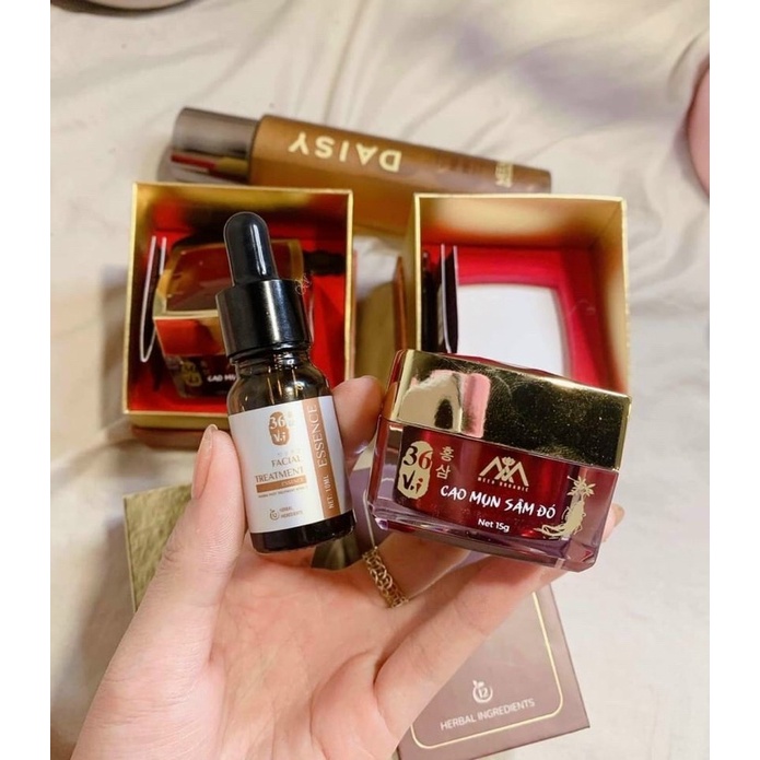 Combo cao mụn sâm đỏ và huyết thanh 36 vị Meea organic chính hãng