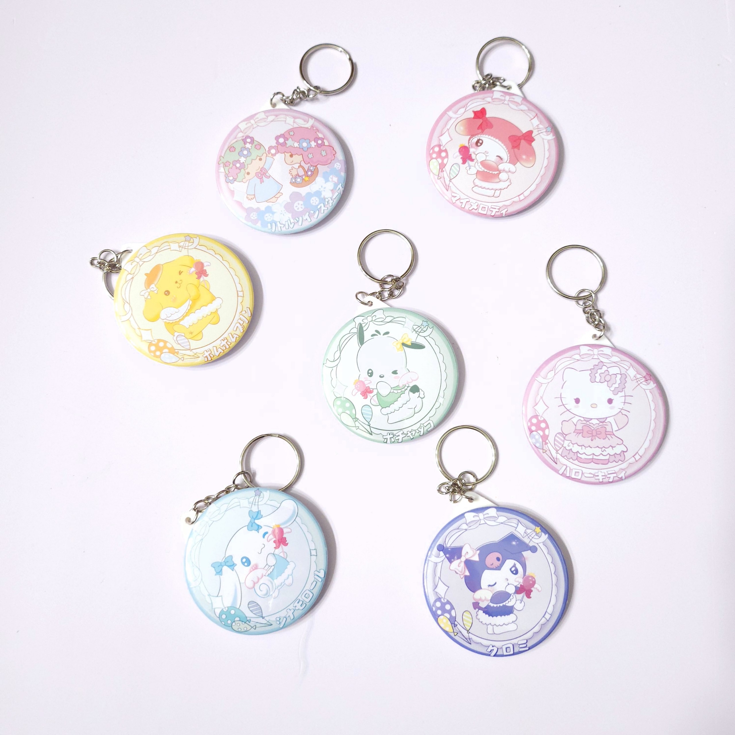 Móc khóa gương mini Kuromi, Cinnamoroll, Pochacco, Pompompurin, Hello Kitty, Melody Sanrio TooYoo BK01067