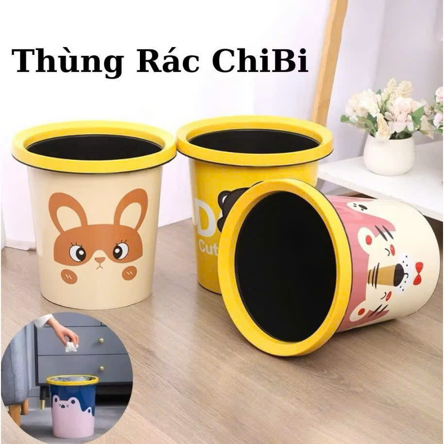 Chibi Decor Room Trash Can 28cm – with Press Ring to Hold the Bag – Beautiful Thick Pp Plastic