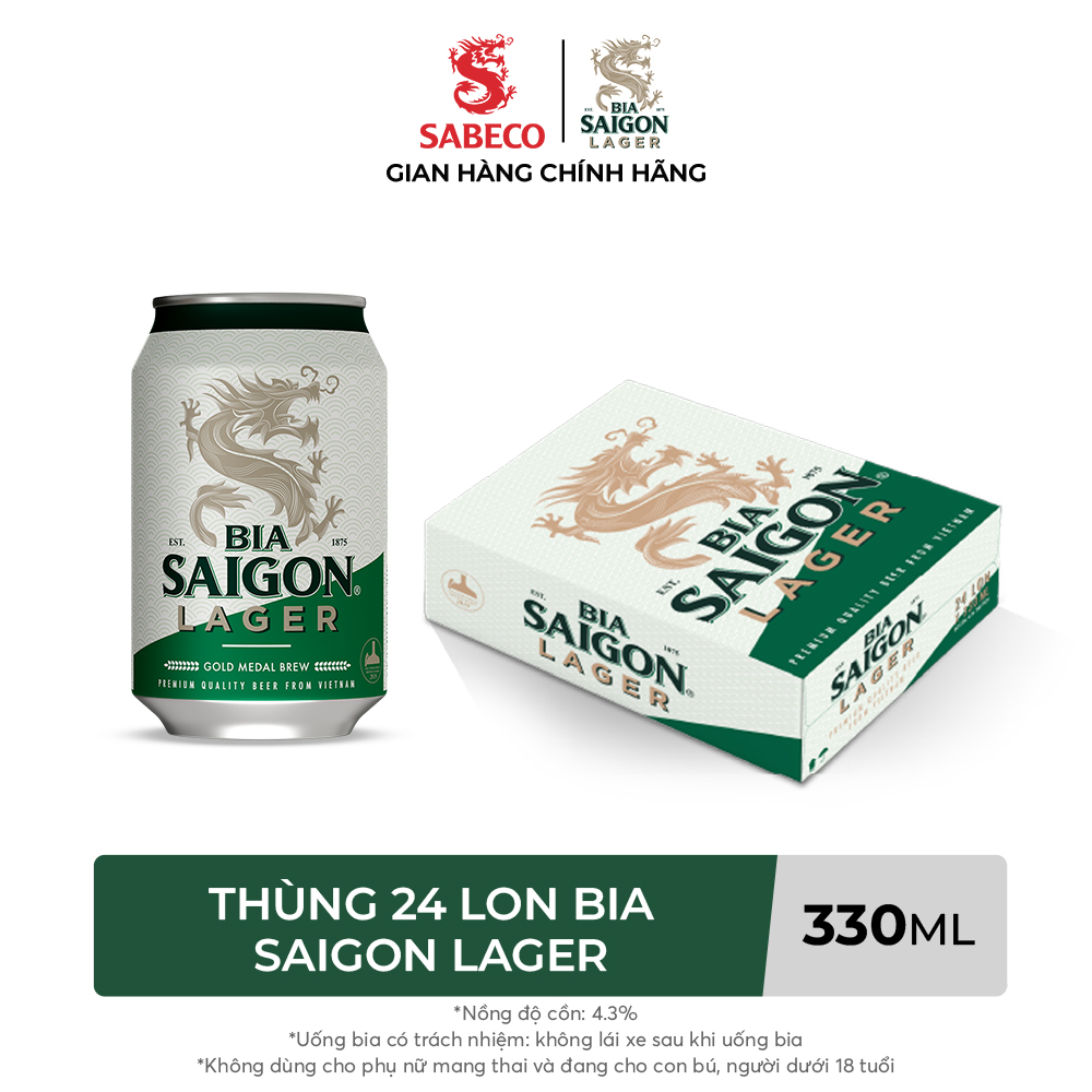 Thùng 24 lon bia saigon lager - 330ml/lon.