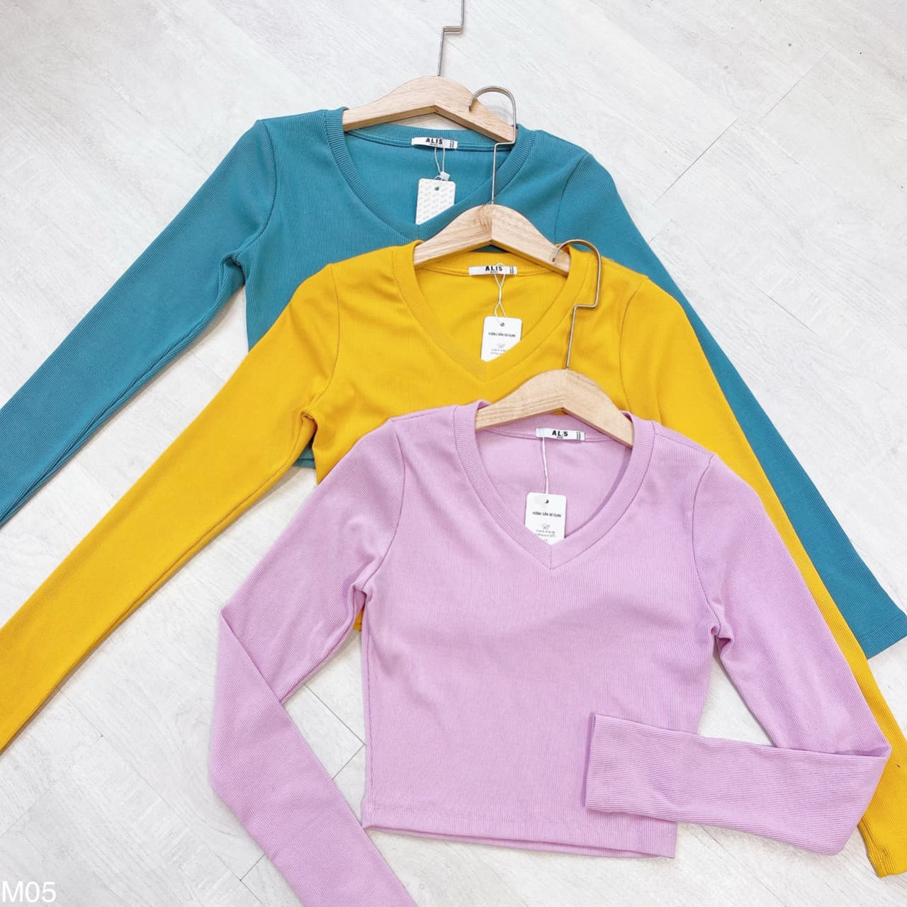 Áo thun cổ tim tay dài co giãn cao cấp shop phương châu