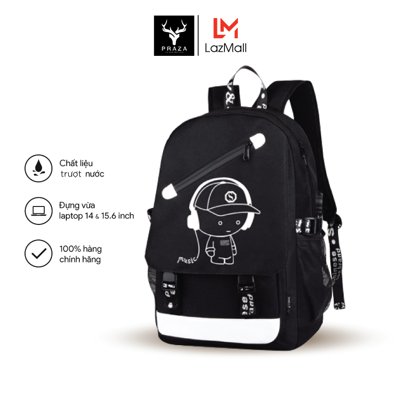 Balo Praza Thời Trang Hàn Quốc Phối Da Hình BoyMusic Và One Piece Có Ngăn Đựng Laptop - BL176