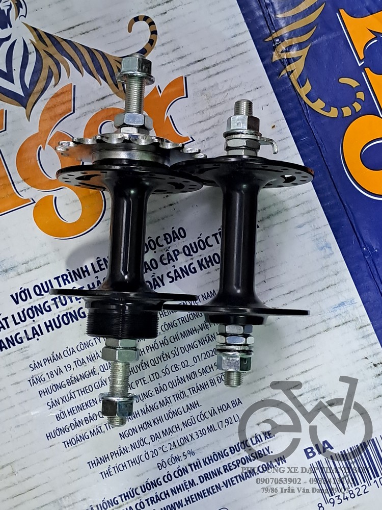 Bộ đùm xe đạp fixed gear nhôm bạc đạn, hub fixed gear nhôm 36 lỗ căm kèm nhông