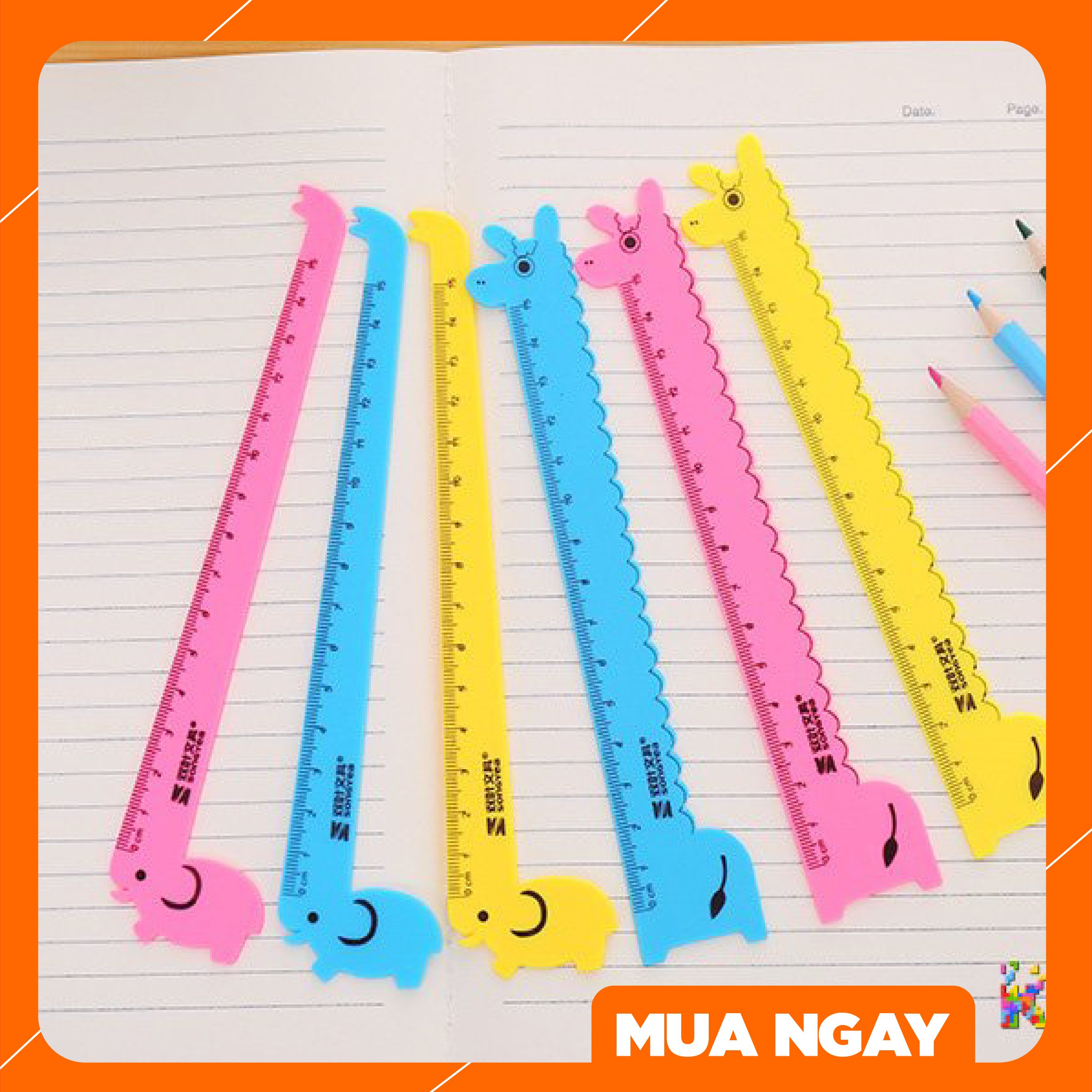 Đồ dùng học tập: Thước kẻ hình động vật nhiều màu ngộ nghĩnh (loại 15cm)- KKstore