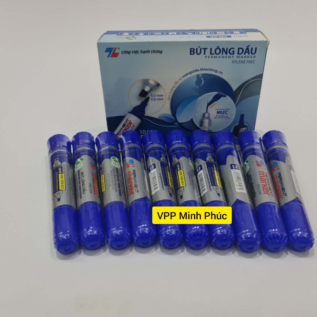 Thiên Long Bút Lông Dầu 2 Đầu Thân To Lớn PM09 Màu Xanh | VPP Minh Phúc