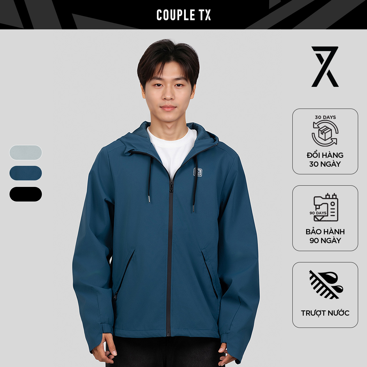  Áo Khoác Dù Nam Trượt Nước Couple TX Signal Logo MOP 1087 