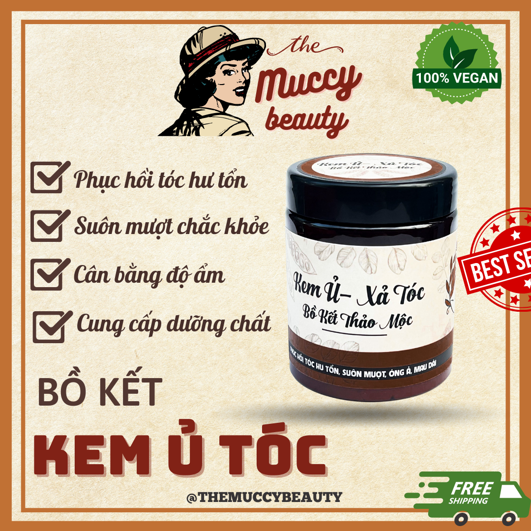 Kem ủ tóc bồ kết thảo mộc dầu xả tóc ngăn rụng tóc kích thích mọc tóc dưỡng tóc suôn mượt MUCCY FREESHIP