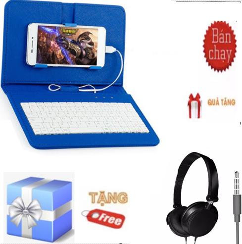 Bao da bàn phím cho điện thoại -máy tính bảng - điều chỉnh kích cỡ + tặng tai nghe F10 cực pass