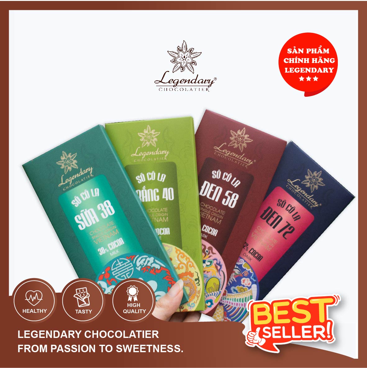 Socola Legendary - Bộ sưu tập thanh socola 85g cacao nguyên chất