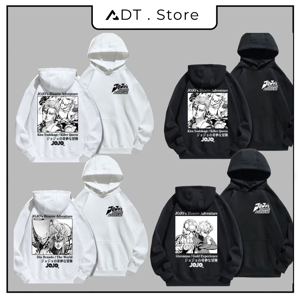 Nhiều Mẫu Áo Hoodie Anime Jojo's Bizzare Adventure - hình in 2 mặt ( Áo Đen - Trắng) chất nỉ bông dày dặn | LEVEL UP STORE