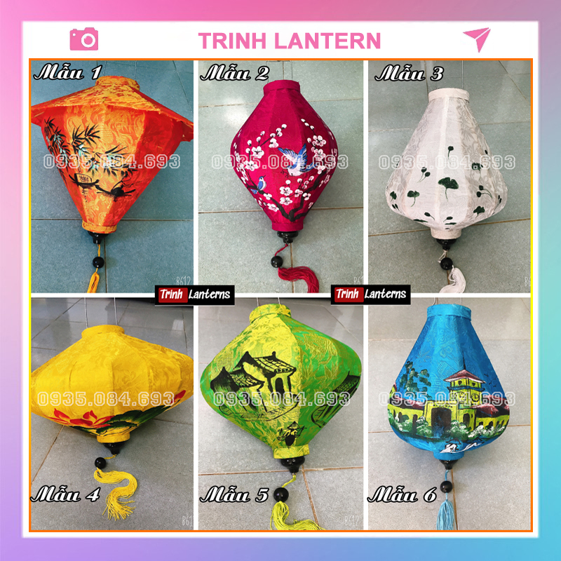 Đèn lồng Hội An trang trí trung thu tết treo ngoài trời chống nước combo 6 cái TLCB1