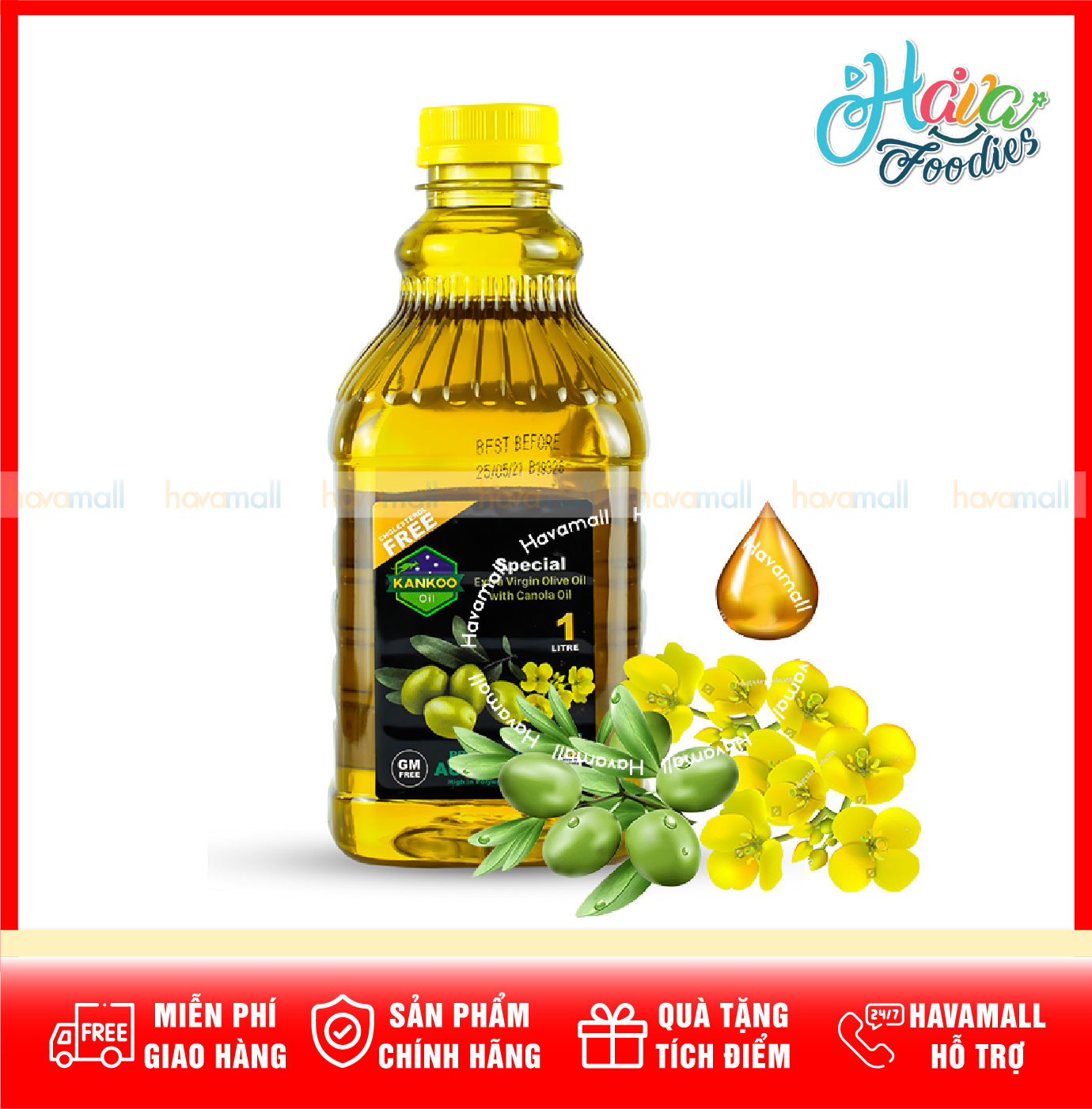 [HOÀN TIỀN MAX 10%] Dầu Oliu Hạt Cải Kankoo Nhập Khẩu Úc – Canola Oil & Extra Virgin Olive Oil 1L