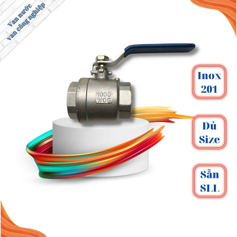 van bi inox 201 phi 42 van nước tay gạt chất liệu bằng thép không gỉ