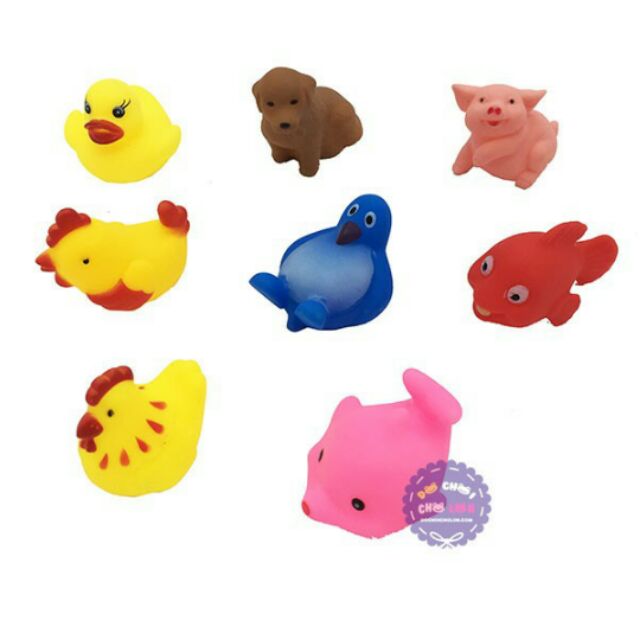 [HCM]Bộ Đồ Chơi Các Loại Thú Chút Chít 8 Con Có Túi Lưới Màu Sắc Tươi Sáng Chất Liệu An Toàn