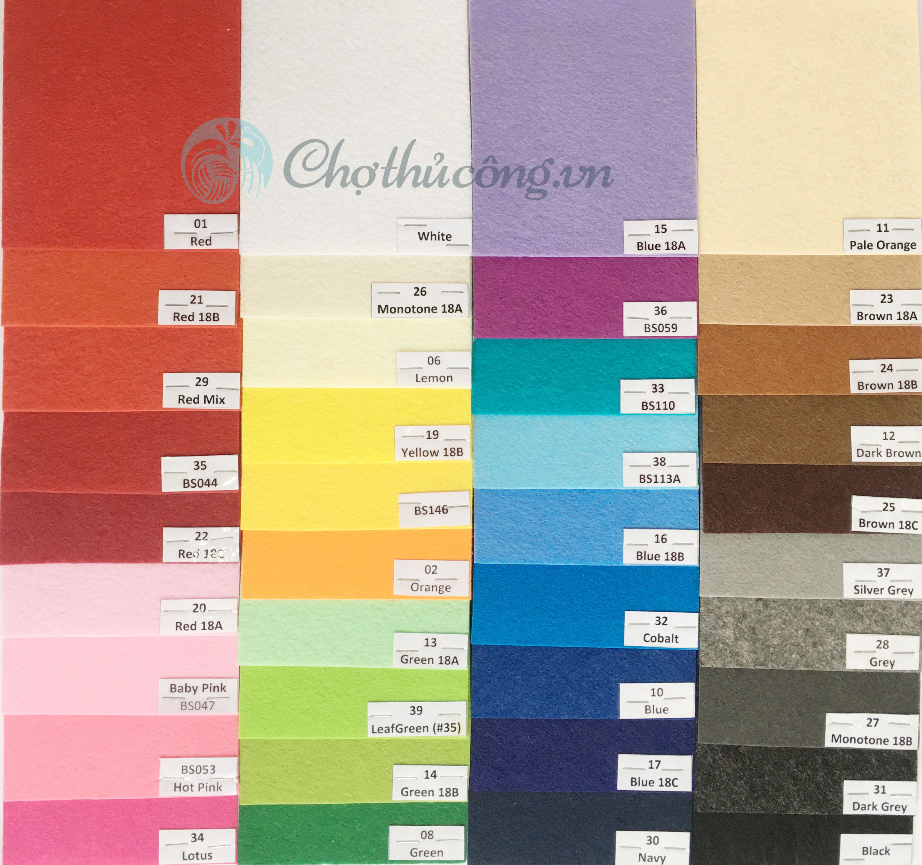 [HCM]Combo 30 vải nỉ cứng 90X90cm (vải không dệt / vải dạ / felt) làm đồ handmade craft thủ công (30 màu khác nhau)