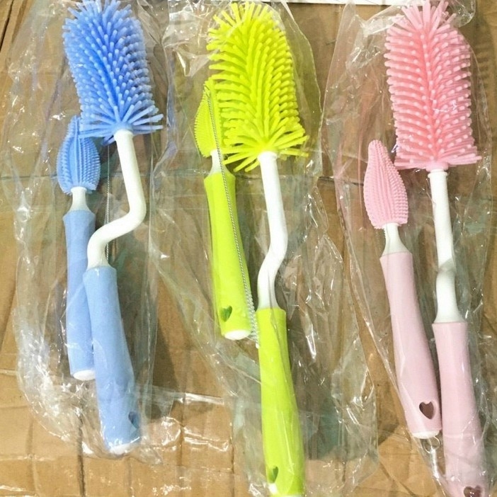 {Mới} Cọ bình sữa núm ti silicon 3 chi tiết