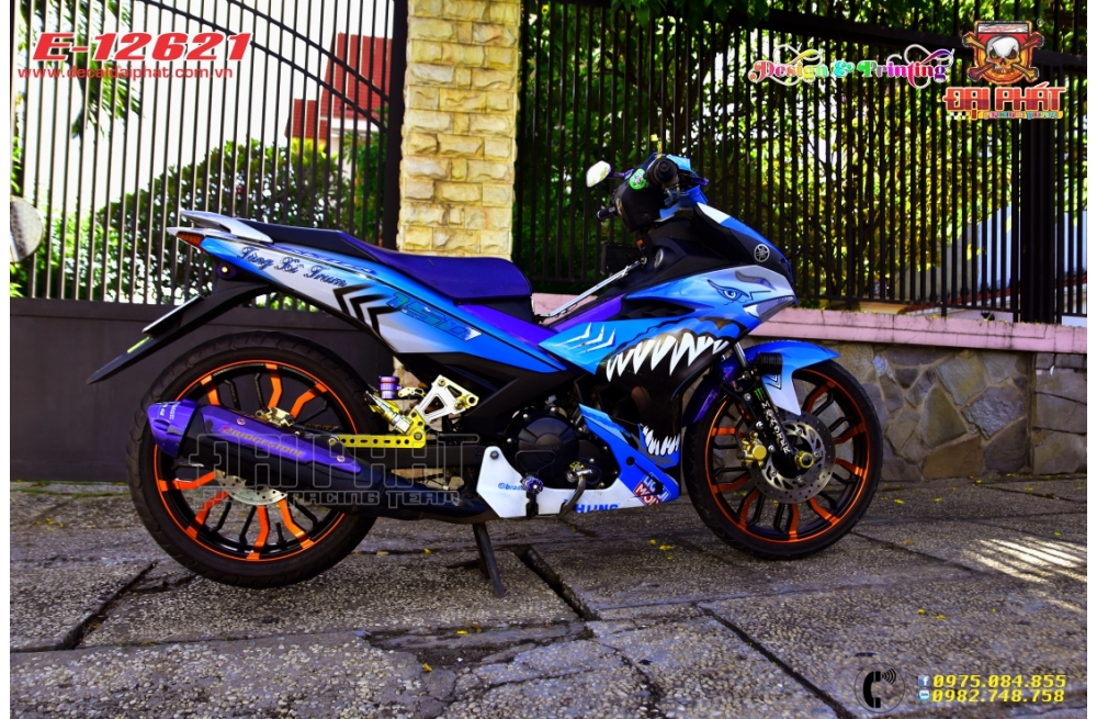 Tem Trùm Exciter 150 Cá Mập Xanh Bạc - E-12621