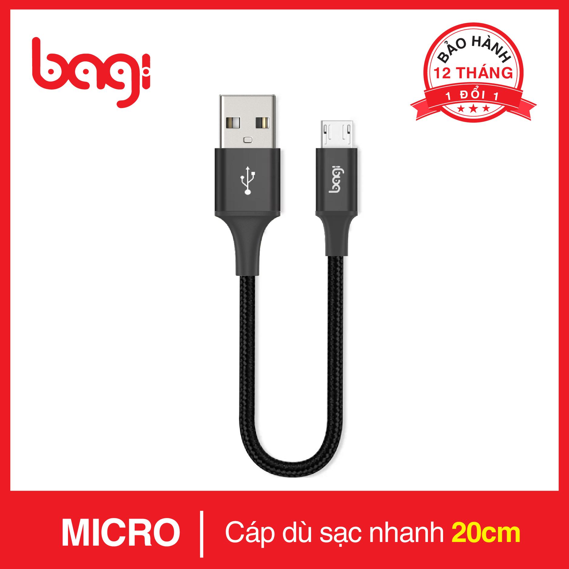 Cáp dù sạc nhanh kết nối micro usb bagi 20cm ms20