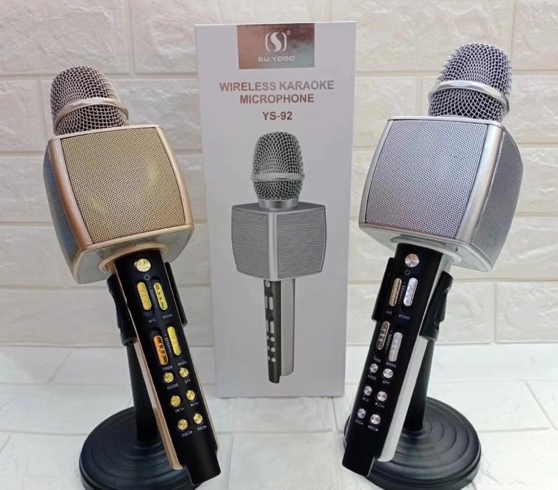 Micro Karaoke Bluetooth YS92 Trang Bị Soudcard Dùng Livetream Vừa Hát Như Micro Loa Rời Bình Thường,  Loa Bluetooth YS 92, Lọc Tiếng ồn Cực Hay-Kèm Loa-Âm vang Ấm, hỗ trợ thẻ TF, Âm Thanh Lớn Không Rè, Mic bắt giọng Tốt, Bass Siêu Trầm
