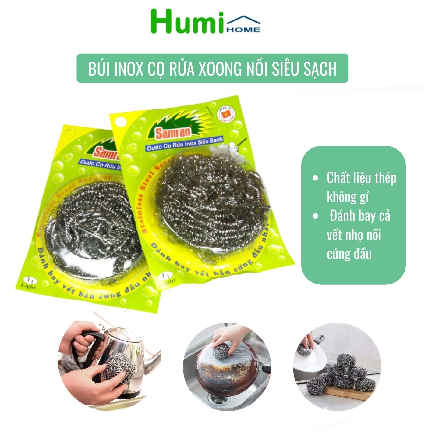 Búi cọ rửa xoong nồi inox - Búi inox cọ xoong nồi đa năng siêu sạch